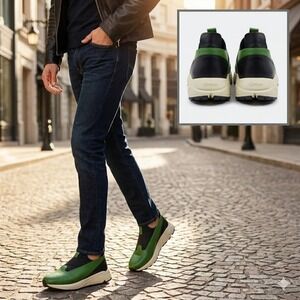 Guillermo Bravo Marquez Low Top Green Leather Vibram Shoes Size 44 (10.5 US)